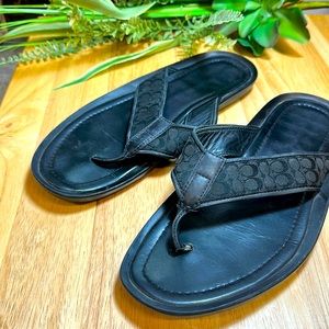 Coach leather black flip flops🖤